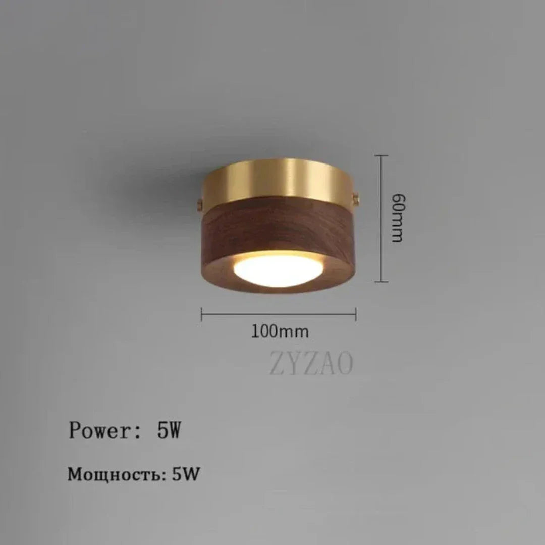 Sovrik - Walnut Ceiling Lamp with LED Spotlights