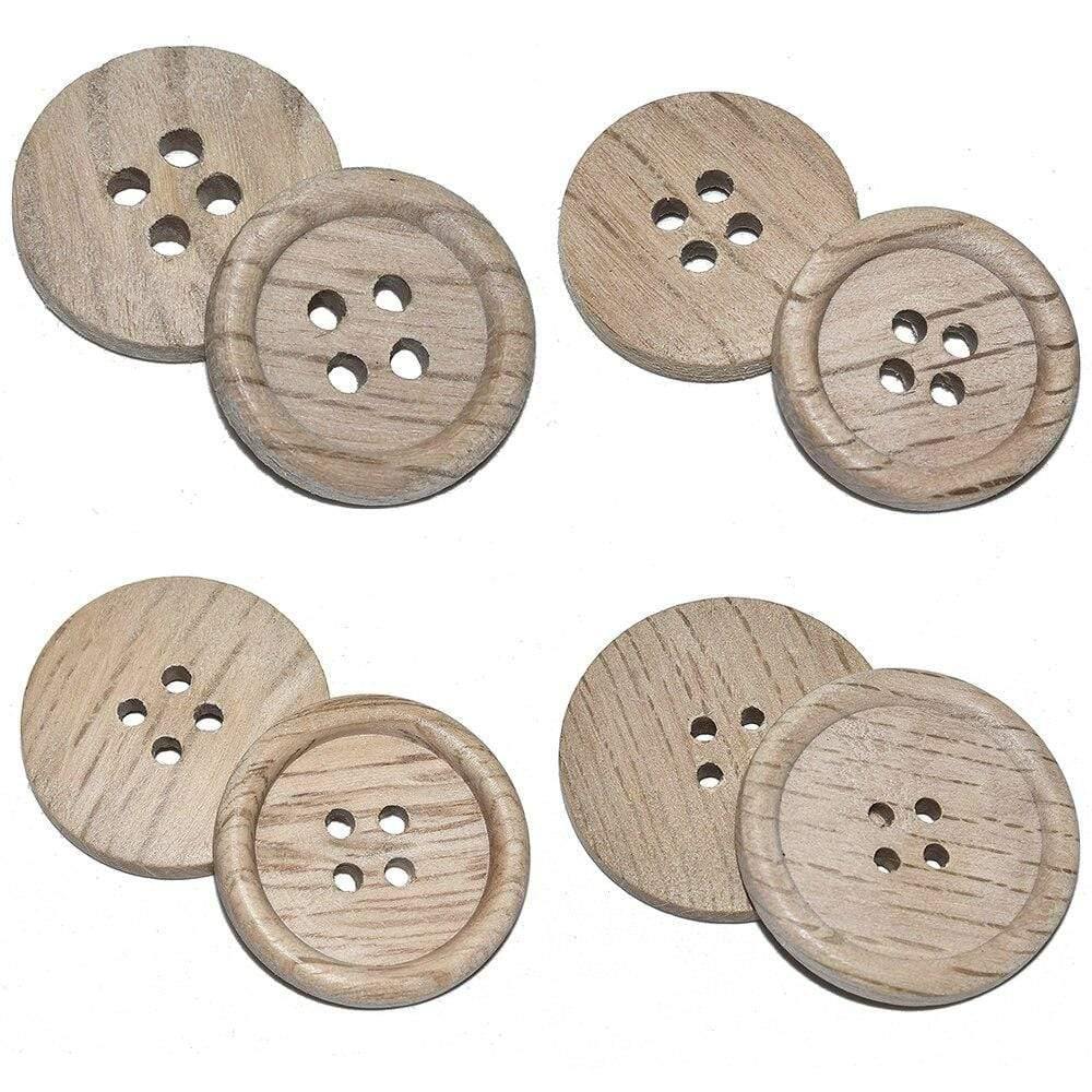 Sovrik Pieces 30 Pieces Natural Color Chestnut Wood Textured Wooden Buttons 15-30mm Sewing Scrapbooking for Clothing Handmade 4 Holes Button