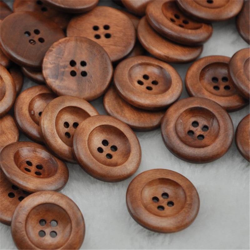 Sovrik pieces coffee round wooden buttons for sewing 25.0mm WB221
