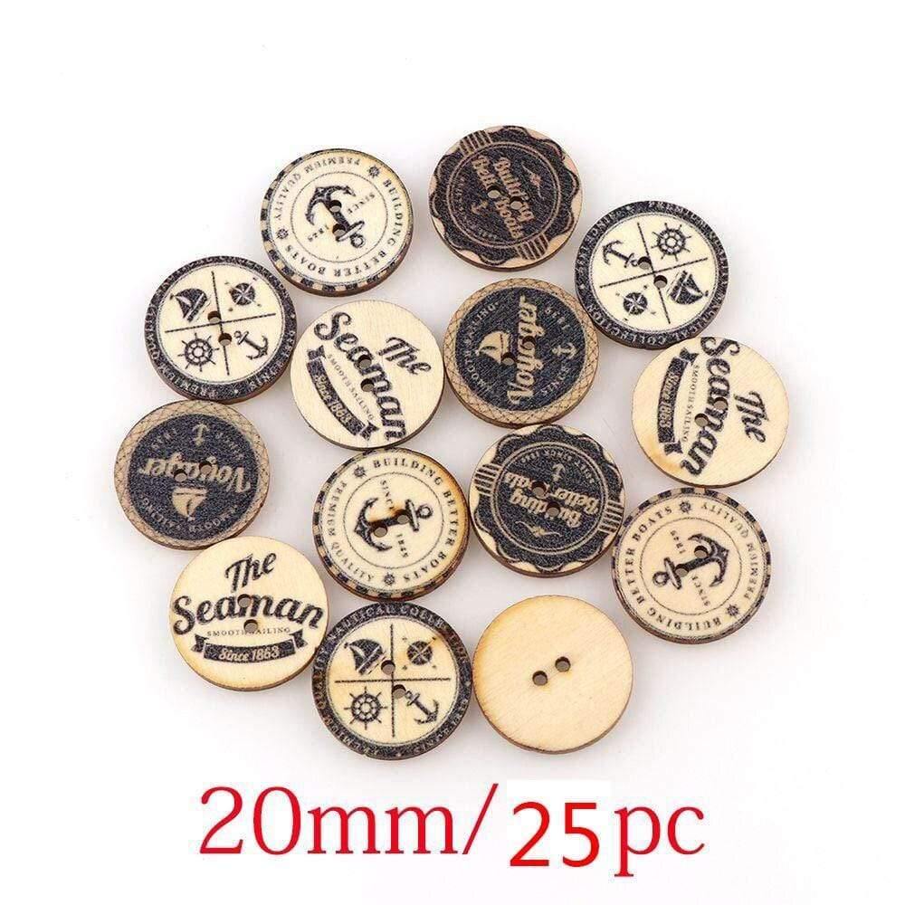 Sovrik pieces Vintage Navigation Anchor Pattern Wooden Buttons Sewing Scrapbook Craft Accessories Decorative Button Craft Embellishments
