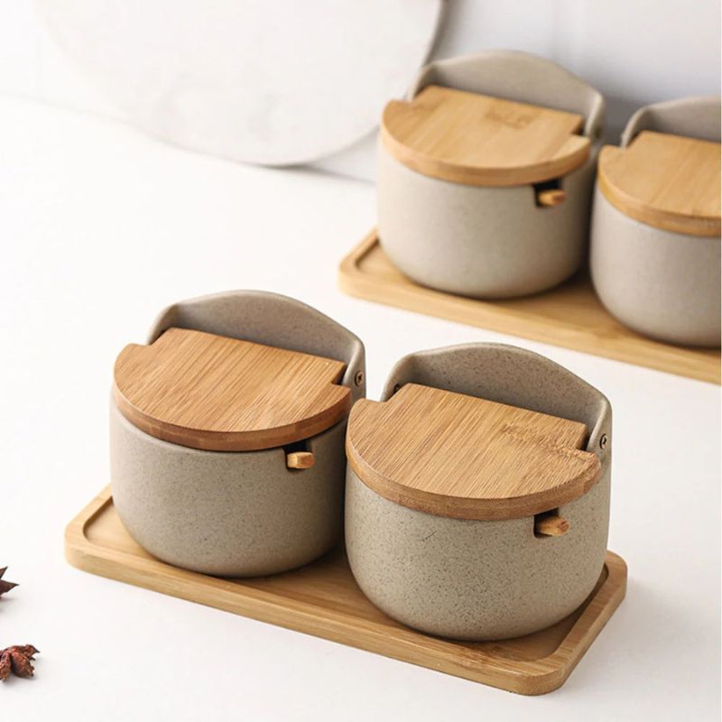 Ceramic Bamboo Spice Jars