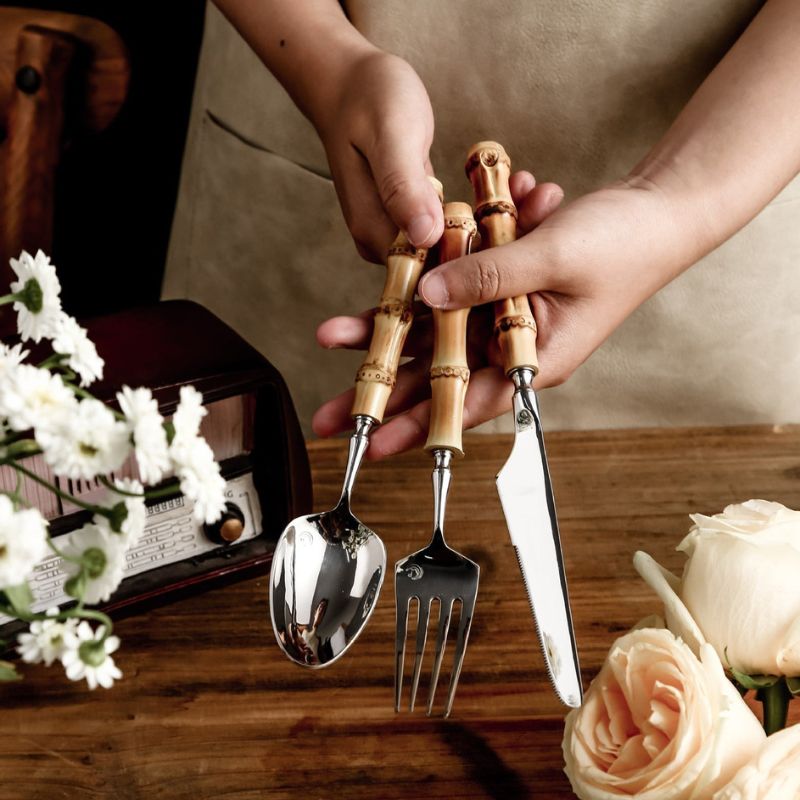 Rustic Bamboo Cutlery Set