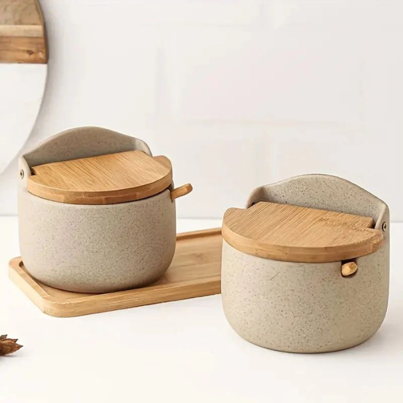 Ceramic Bamboo Spice Jars