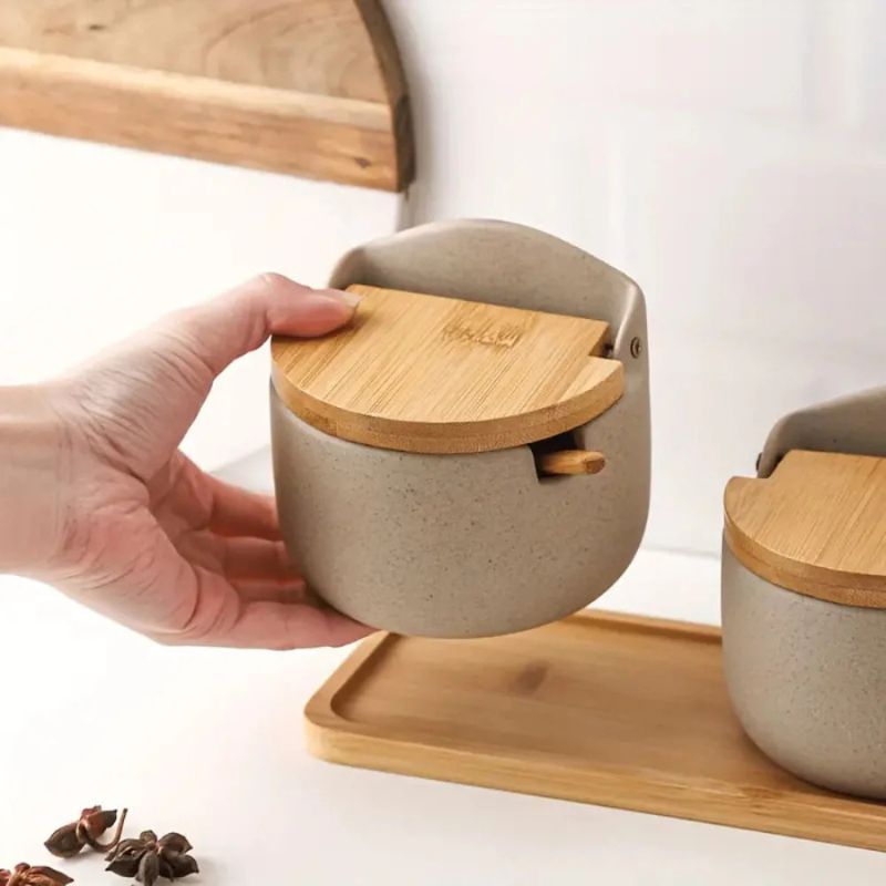 Ceramic Bamboo Spice Jars