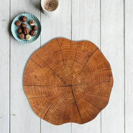 Sovrik 4-pk Tree ring table set | Natural wood look | Heat resistant & non-slip