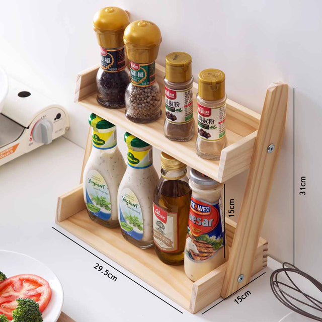 Double Layered Adjustable Bookshelf Desktop Organizer in Wood 