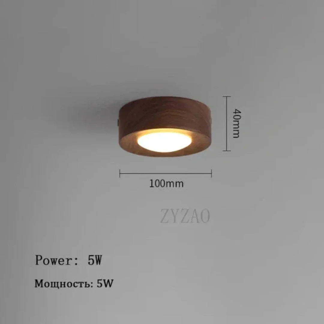 Sovrik - Walnut Ceiling Lamp with LED Spotlights