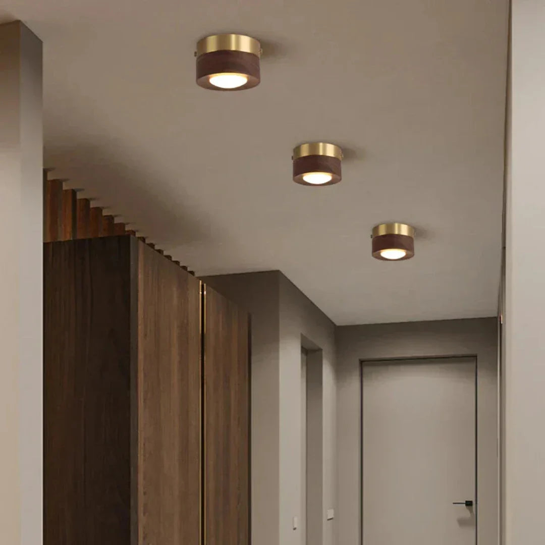 Sovrik - Walnut Ceiling Lamp with LED Spotlights