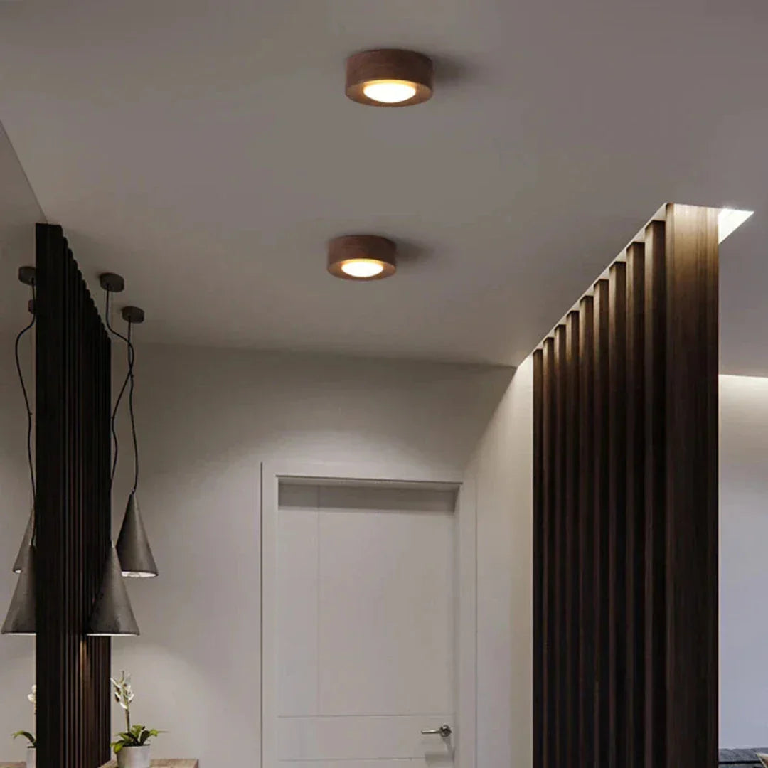 Sovrik - Walnut Ceiling Lamp with LED Spotlights