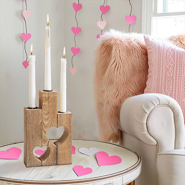 Sovrik Holz Heart Triple Candlestick