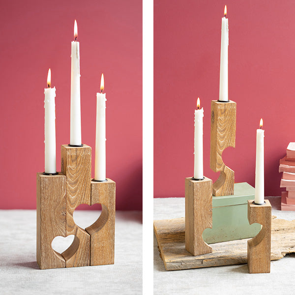 Sovrik Holz Heart Triple Candlestick