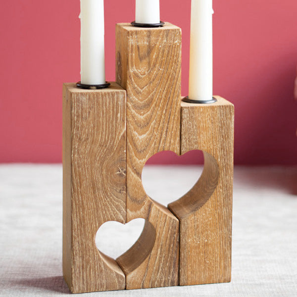 Sovrik Holz Heart Triple Candlestick