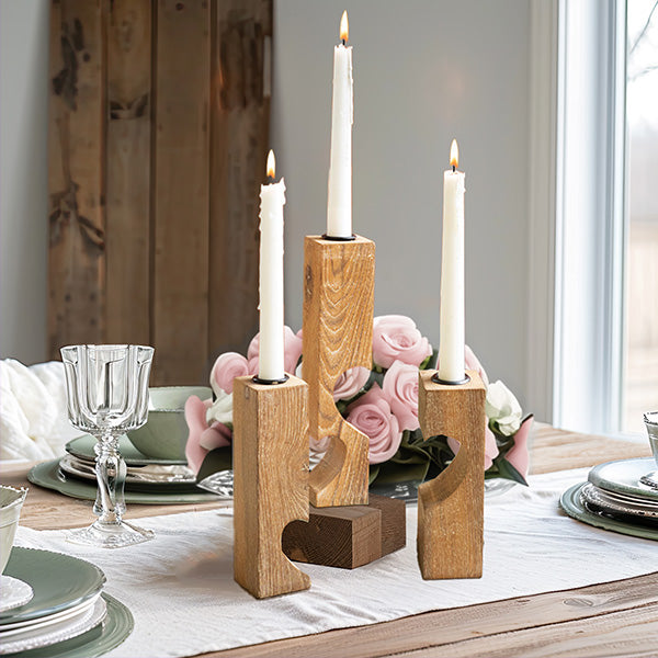 Sovrik Holz Heart Triple Candlestick
