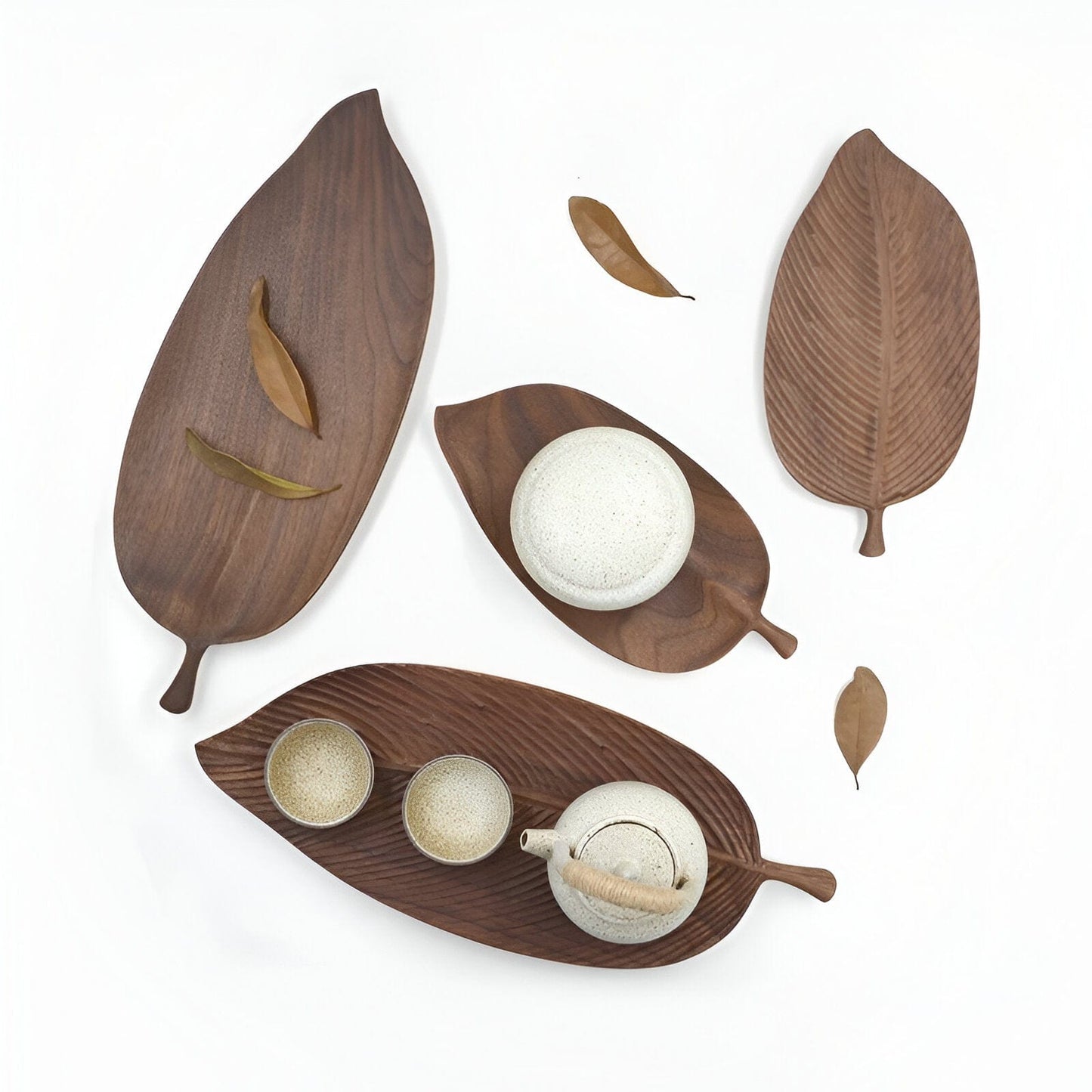 Sovrik Wooden Decoration Leaf Tray