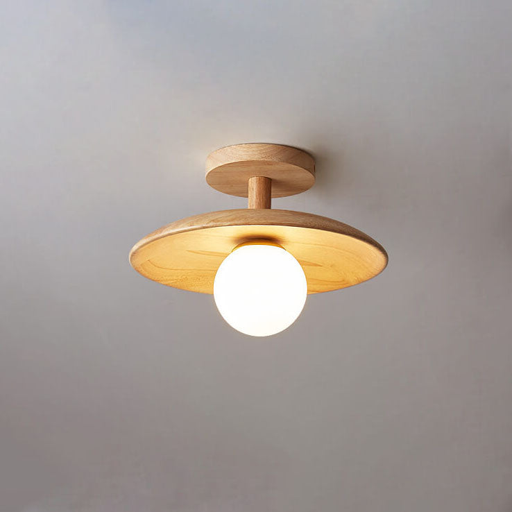Sovrik Wooden Dome 1-Lamp Semi-Recessed Ceiling Light