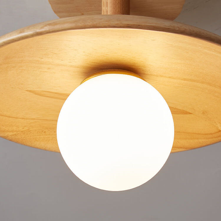 Sovrik Wooden Dome 1-Lamp Semi-Recessed Ceiling Light