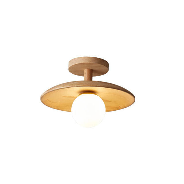 Sovrik Wooden Dome 1-Lamp Semi-Recessed Ceiling Light