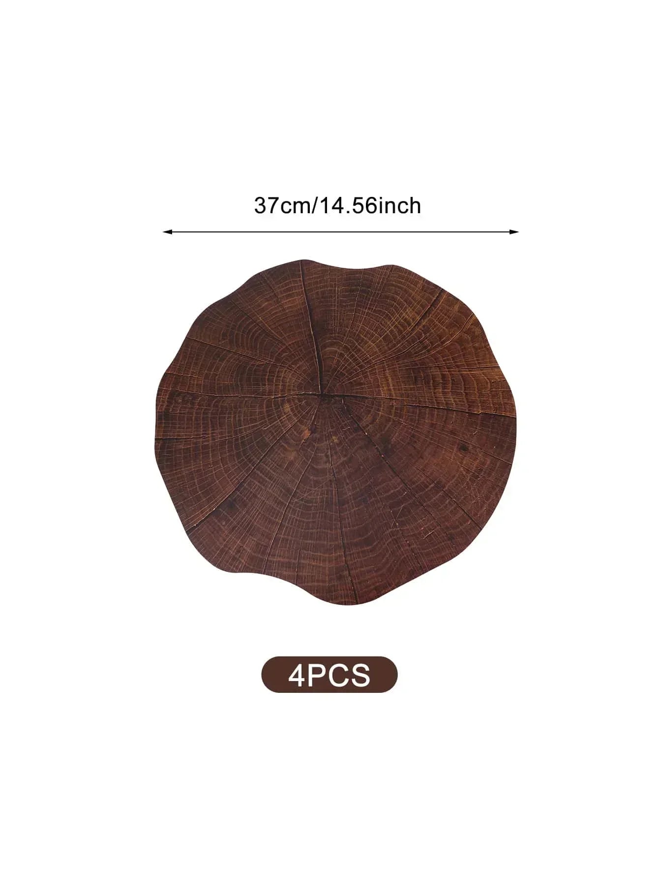 Sovrik 4-pk Tree ring table set | Natural wood look | Heat resistant & non-slip