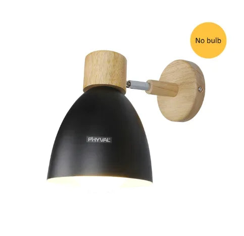 Sovrik Wooden Wall Lamp with Switch – Modern Wall Lamp for Bedroom, Living Room and Porch Lighting, 6-Color Adjustable Head