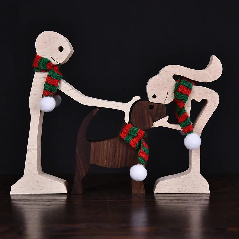 Sovrik Dog Figurine with Striped Scarf - Festive Holiday Figurine