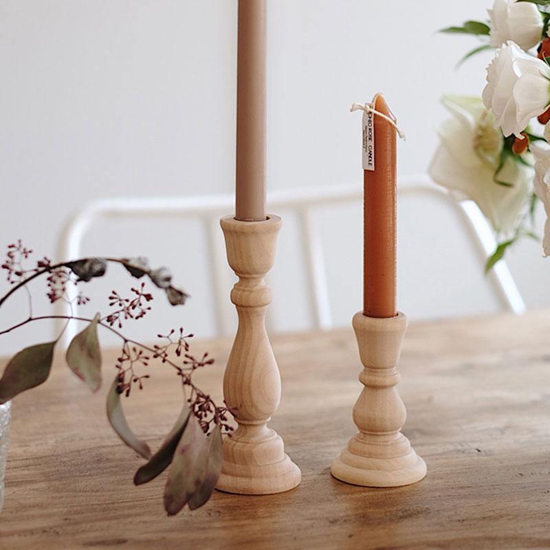 Sovrik Classic Wooden Candlestick | Ancient Design | Elegant Table Decor