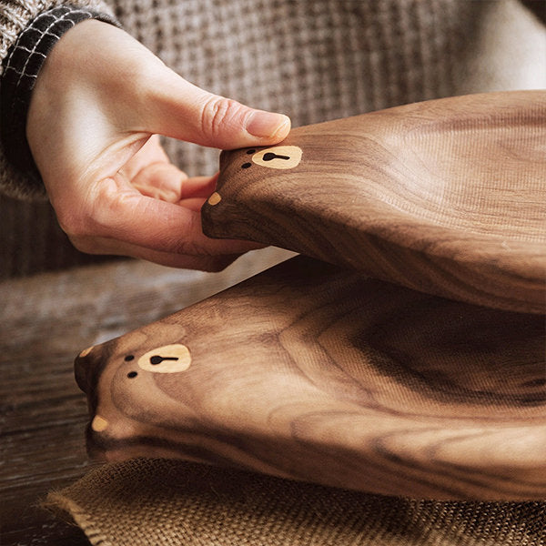 Wooden box with bear motif