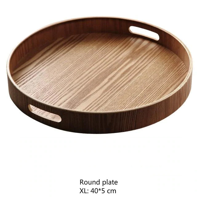 Slim, round wooden serving trays