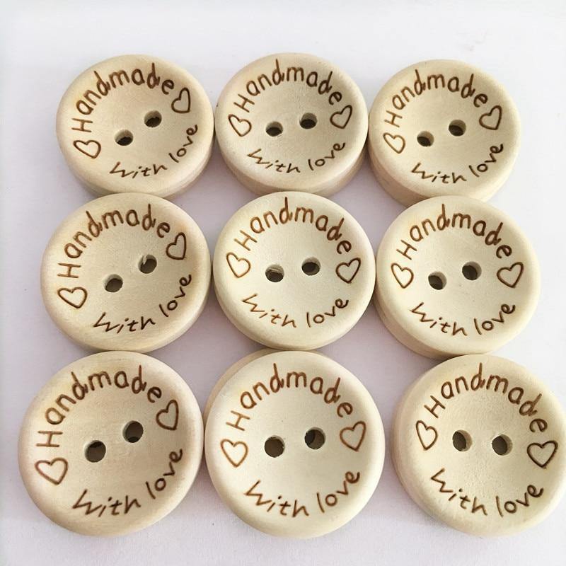 Sovrik pieces/pack wooden buttons clothing decoration wedding decoration handmade letter love DIY craft scrapbooking for sewing accessories