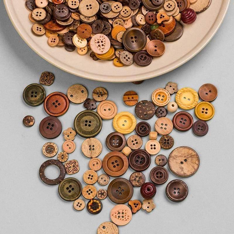 Sovrik Pieces Mixed Random Flat Back Wooden Buttons Crafts For Scrapbooking Sewing Projects Decoration Wooden Button DIY Clothing Sewing Accessories (Sovrik Pieces Random Mixed) 