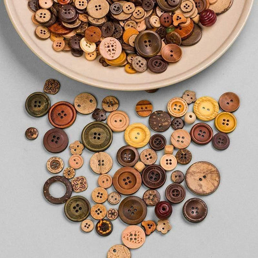 Sovrik Pieces Mixed Random Flat Back Wooden Buttons Crafts For Scrapbooking Sewing Projects Decoration Wooden Button DIY Clothing Sewing Accessories (Sovrik Pieces Random Mixed) 