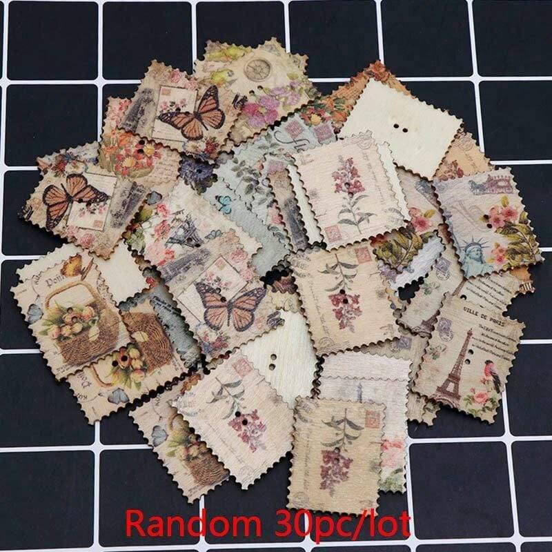 Sovrik pieces Vintage Navigation Anchor Pattern Wooden Buttons Sewing Scrapbook Craft Accessories Decorative Button Craft Embellishments 