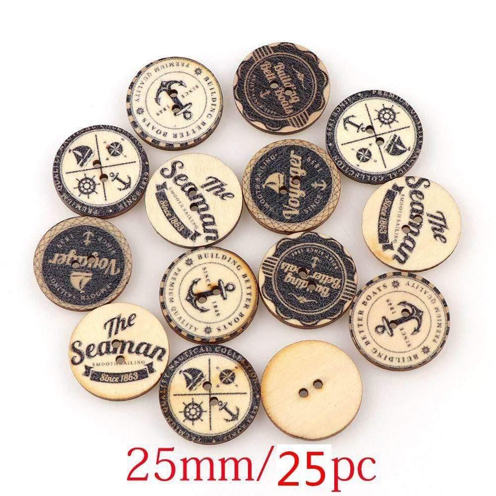Sovrik pieces Vintage Navigation Anchor Pattern Wooden Buttons Sewing Scrapbook Craft Accessories Decorative Button Craft Embellishments 