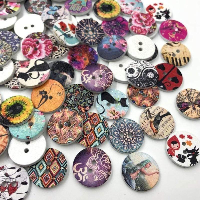 Sovrik pieces mixed style wooden buttons suitable for sewing scrapbooking decoration 20mm W477 