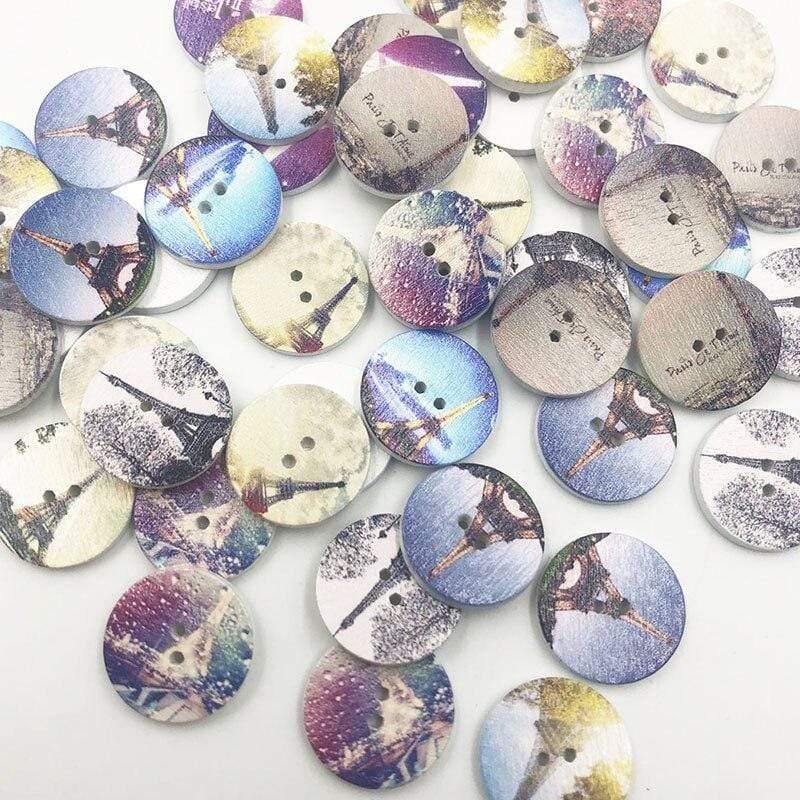 Sovrik pieces mixed style wooden buttons suitable for sewing scrapbooking decoration 20mm W477 