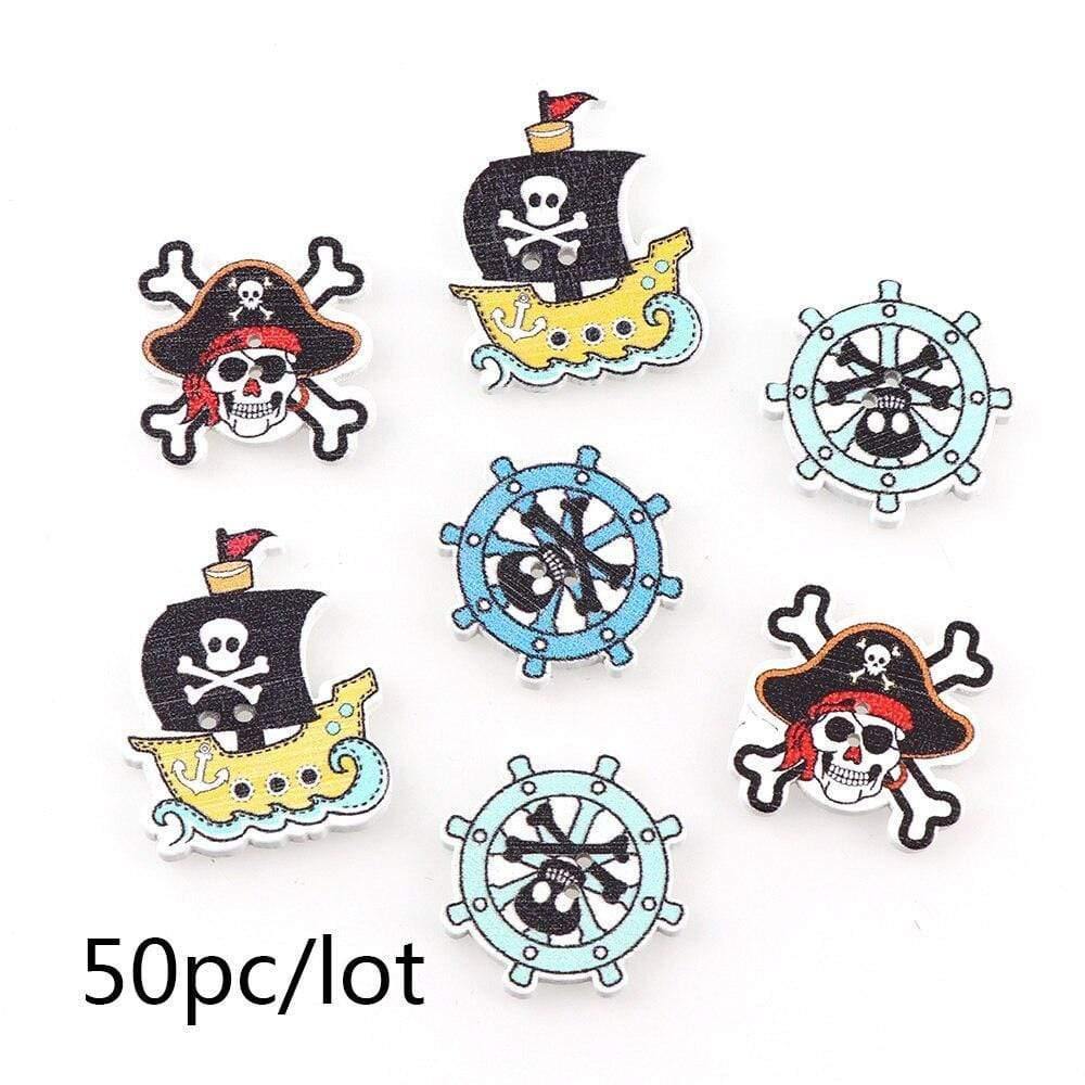 Sovrik pieces Vintage Navigation Anchor Pattern Wooden Buttons Sewing Scrapbook Craft Accessories Decorative Button Craft Embellishments 