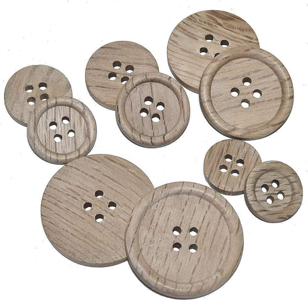 Sovrik Pieces 30 Pieces Natural Color Chestnut Wood Textured Wooden Buttons 15-30mm Sewing Scrapbooking for Clothing Handmade 4 Holes Button 