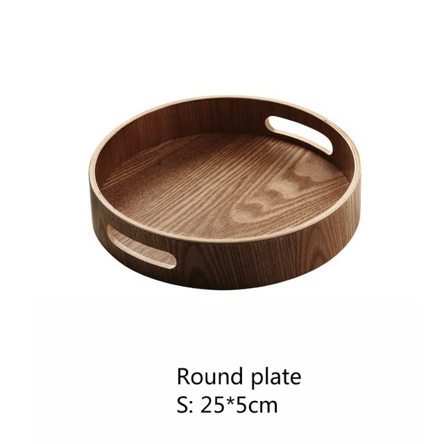 Slim, round wooden serving trays