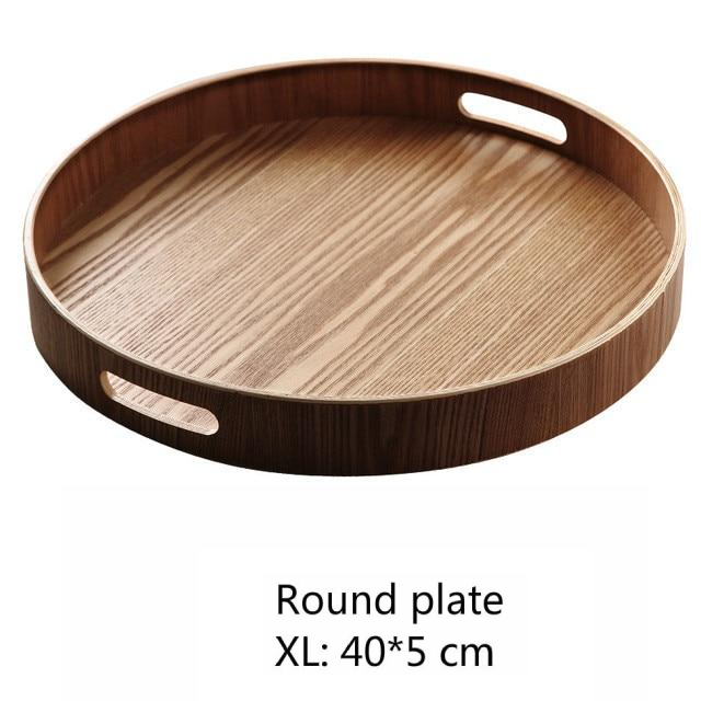 Slim, round wooden serving trays